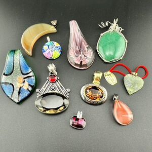 Glass & Stone Statement Pendant Lot Bundle